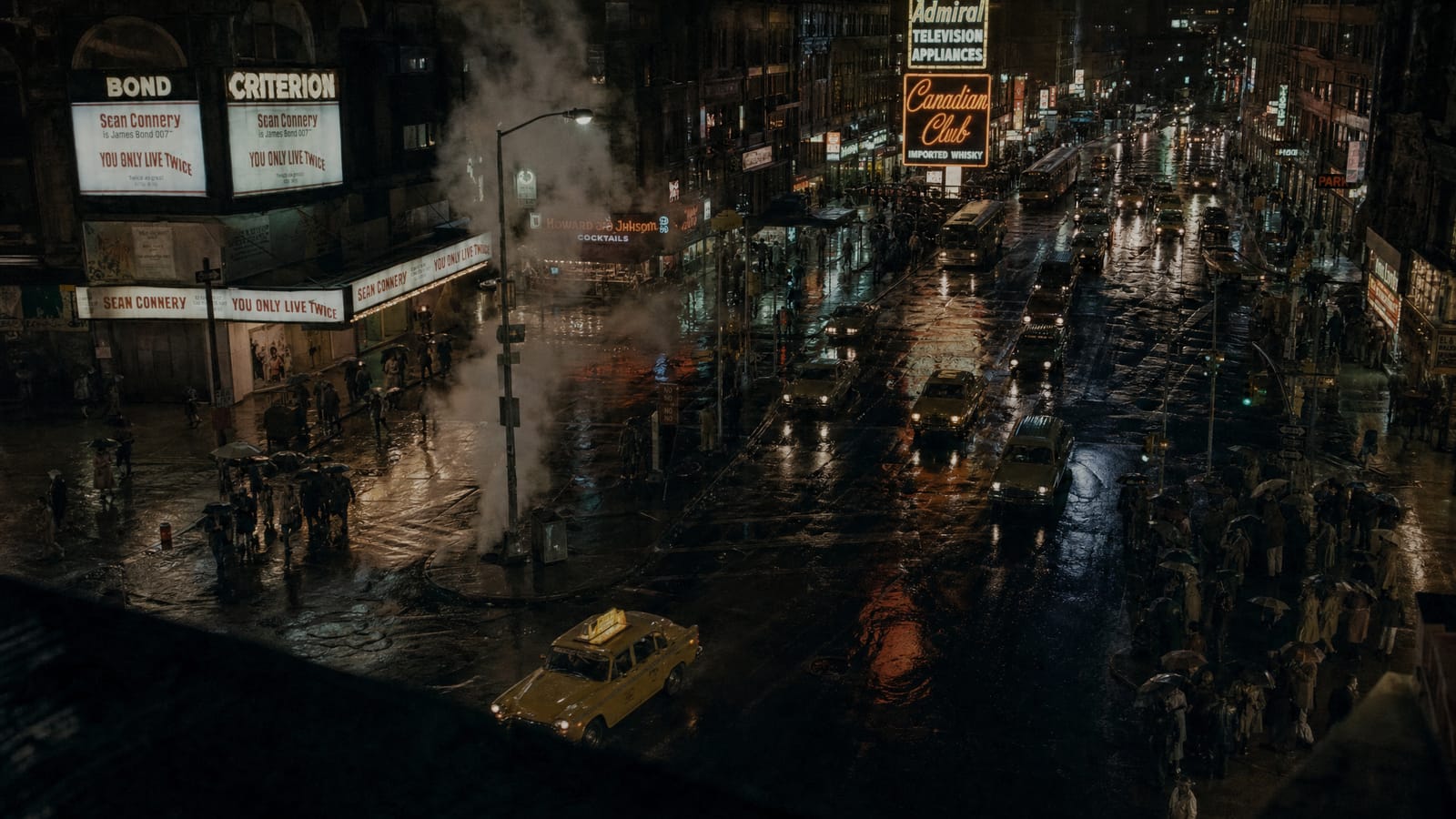 New York City in the late 1960s, rain and neon.